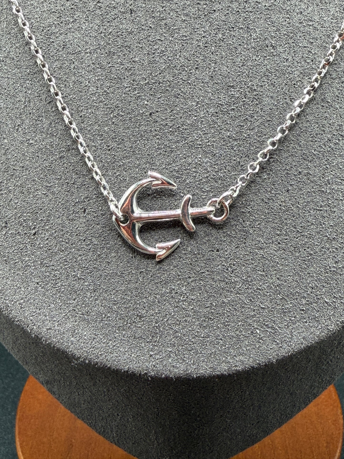 925 Silver Rhodium Plated Anchor Necklace