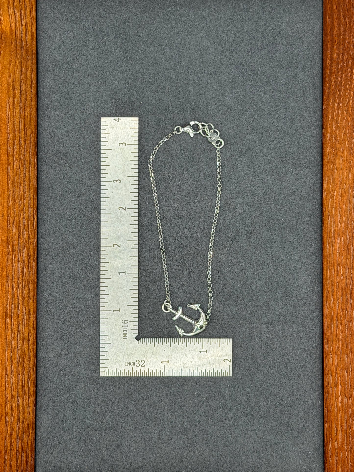 925 Silver Rhodium Plated Anchor Chain Bracelet