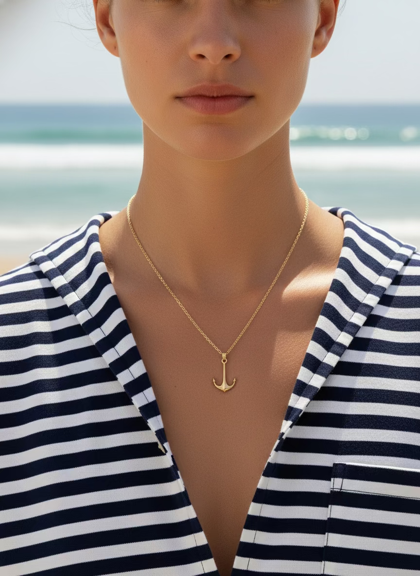 10K Gold Anchor Pendant
