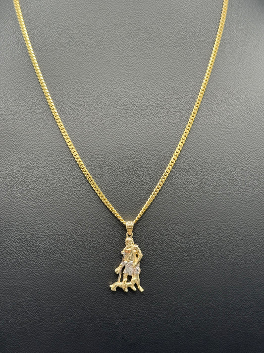 10K Gold Two Tone Saint Lazarus Pendant