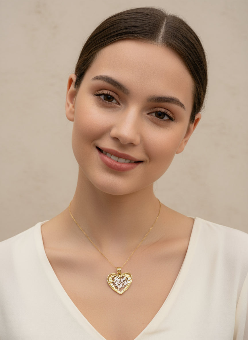 10K Gold Two Tone "I Love You" Charm