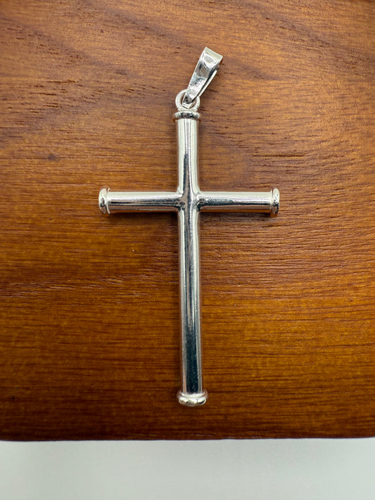Silver 925 High Polished Cross Pendant with Border