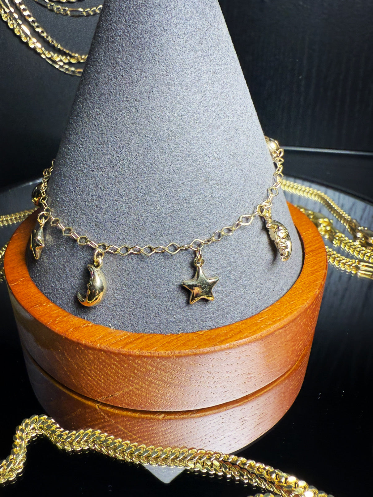 14K Gold Moon & Stars Bracelet