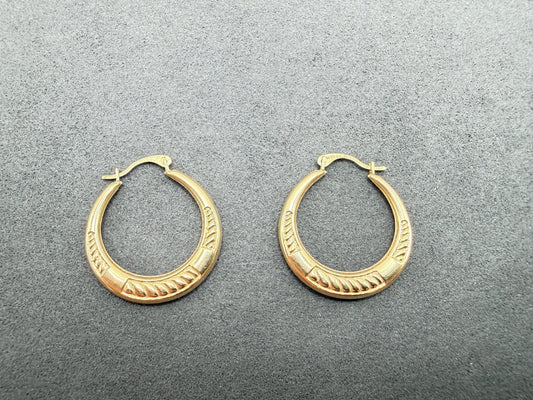 14K Gold Round Fancy Loop Earrings