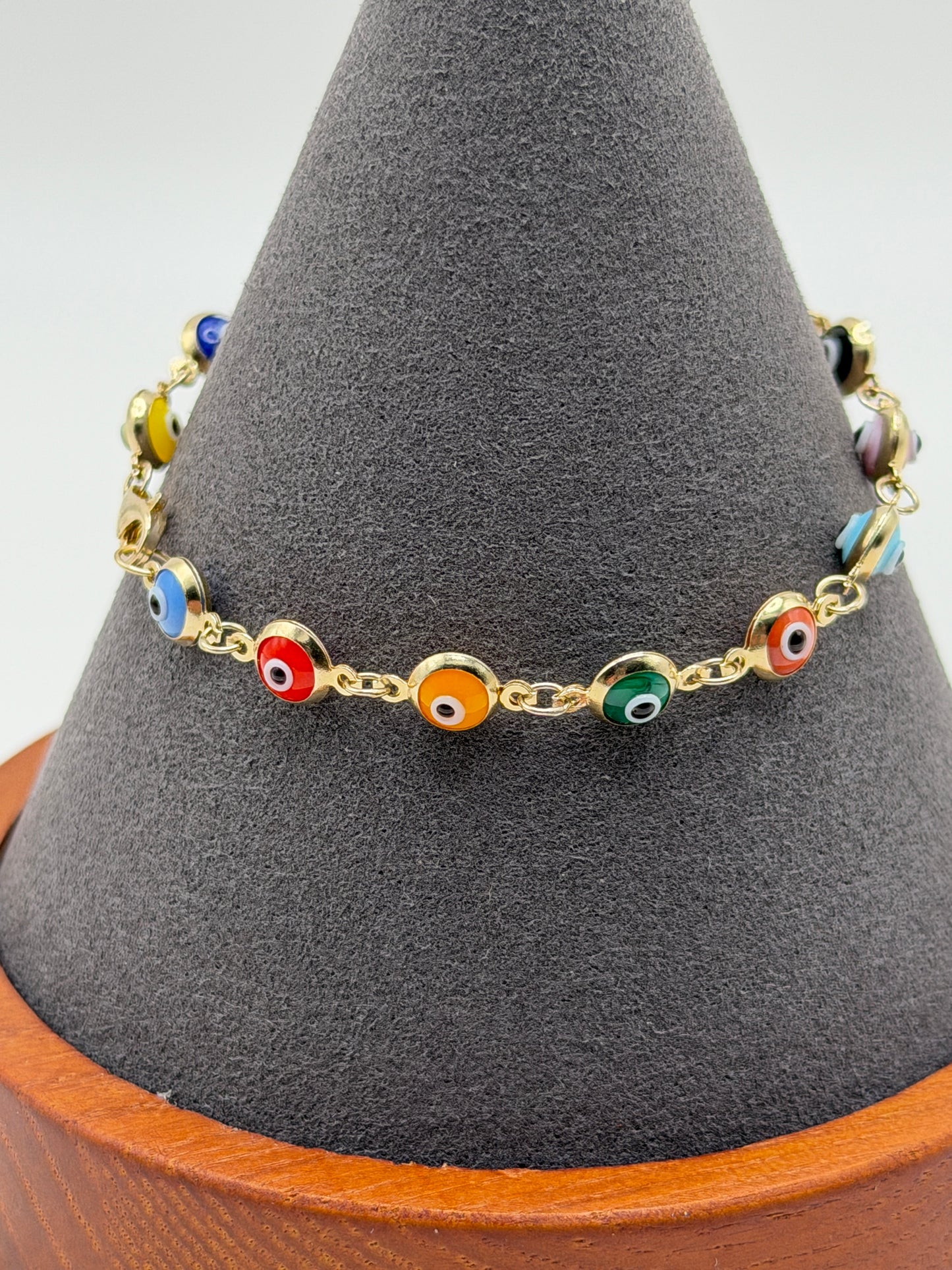 10K Gold Multicolor Evil Eye Bracelet