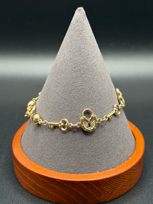 10K Gold Lock & Key Bracelet