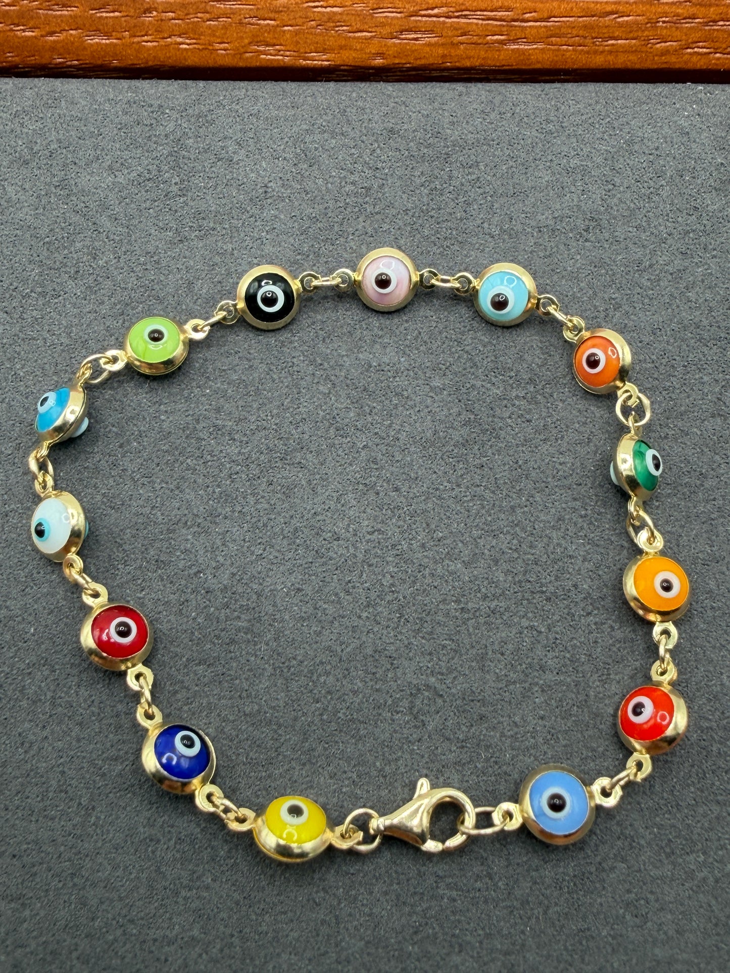 10K Gold Multicolor Evil Eye Bracelet