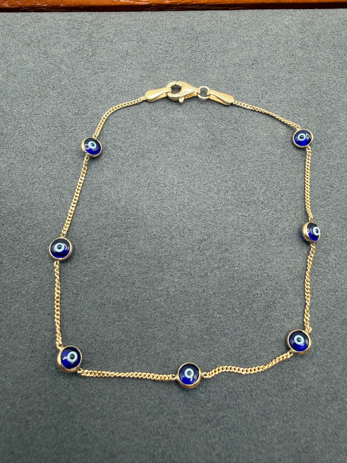 10K Gold Blue Evil Eye Bracelet