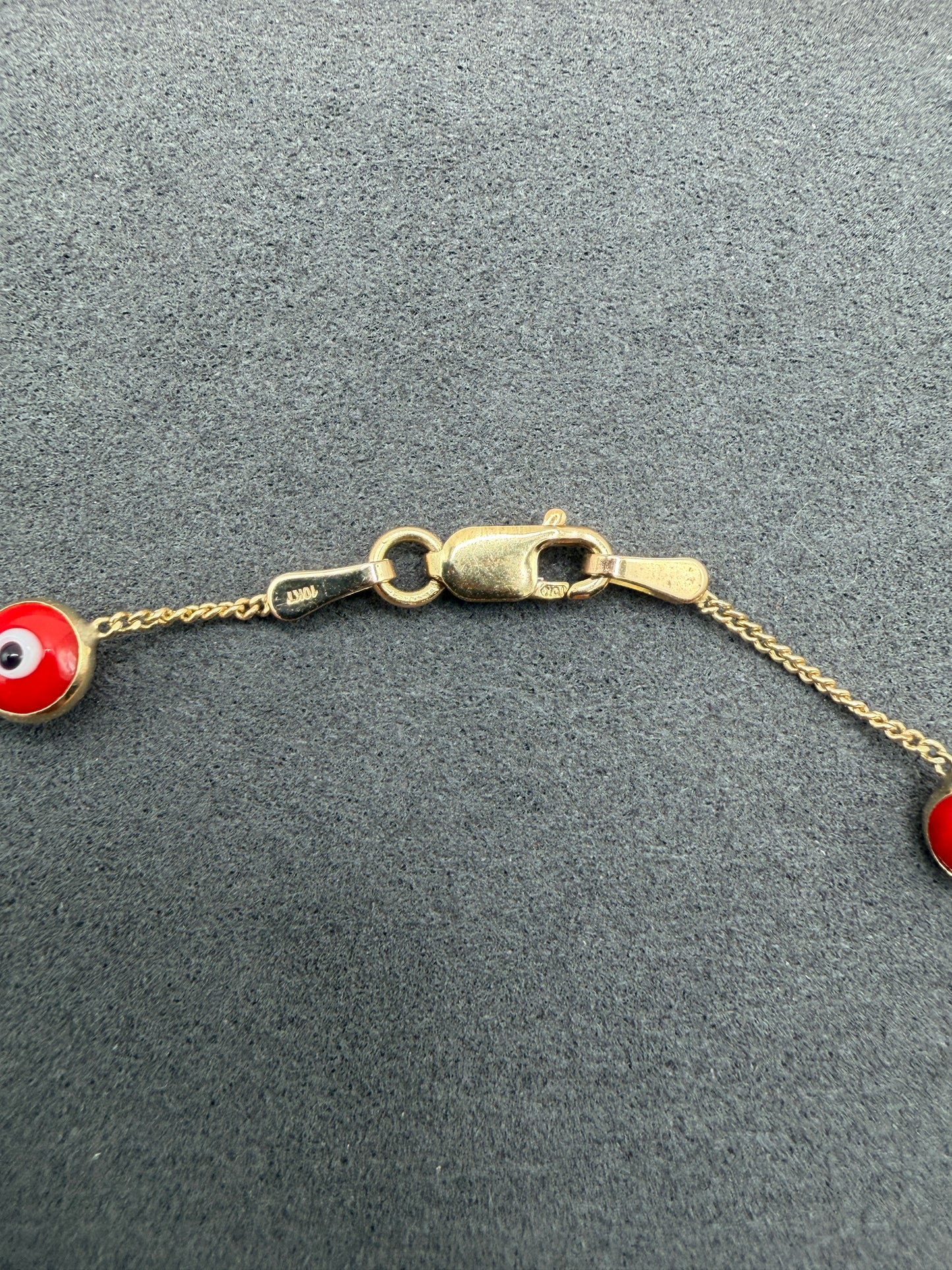 10K Gold Red Evil Eye Bracelet
