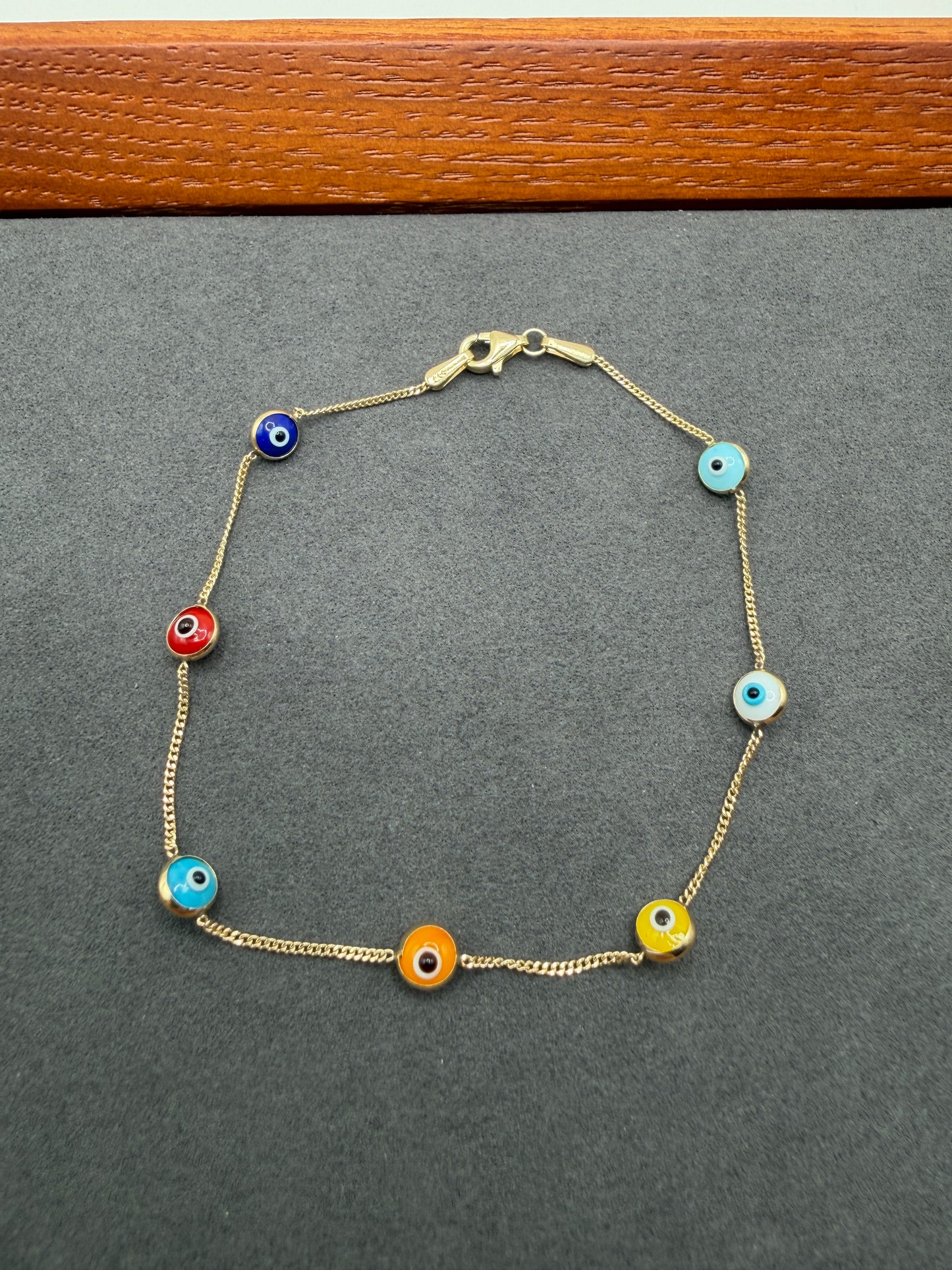 10K Gold Multicolor Evil Eye Bracelet