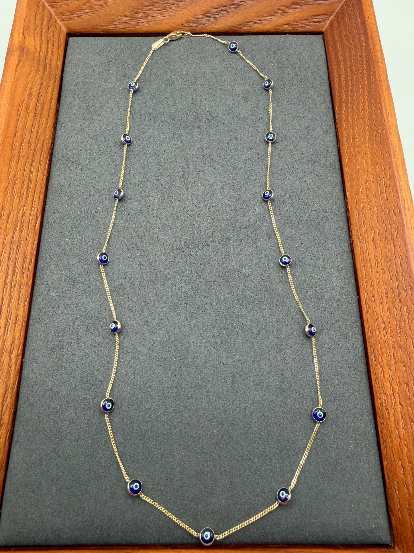 10K Gold Blue Evil Eye Necklace