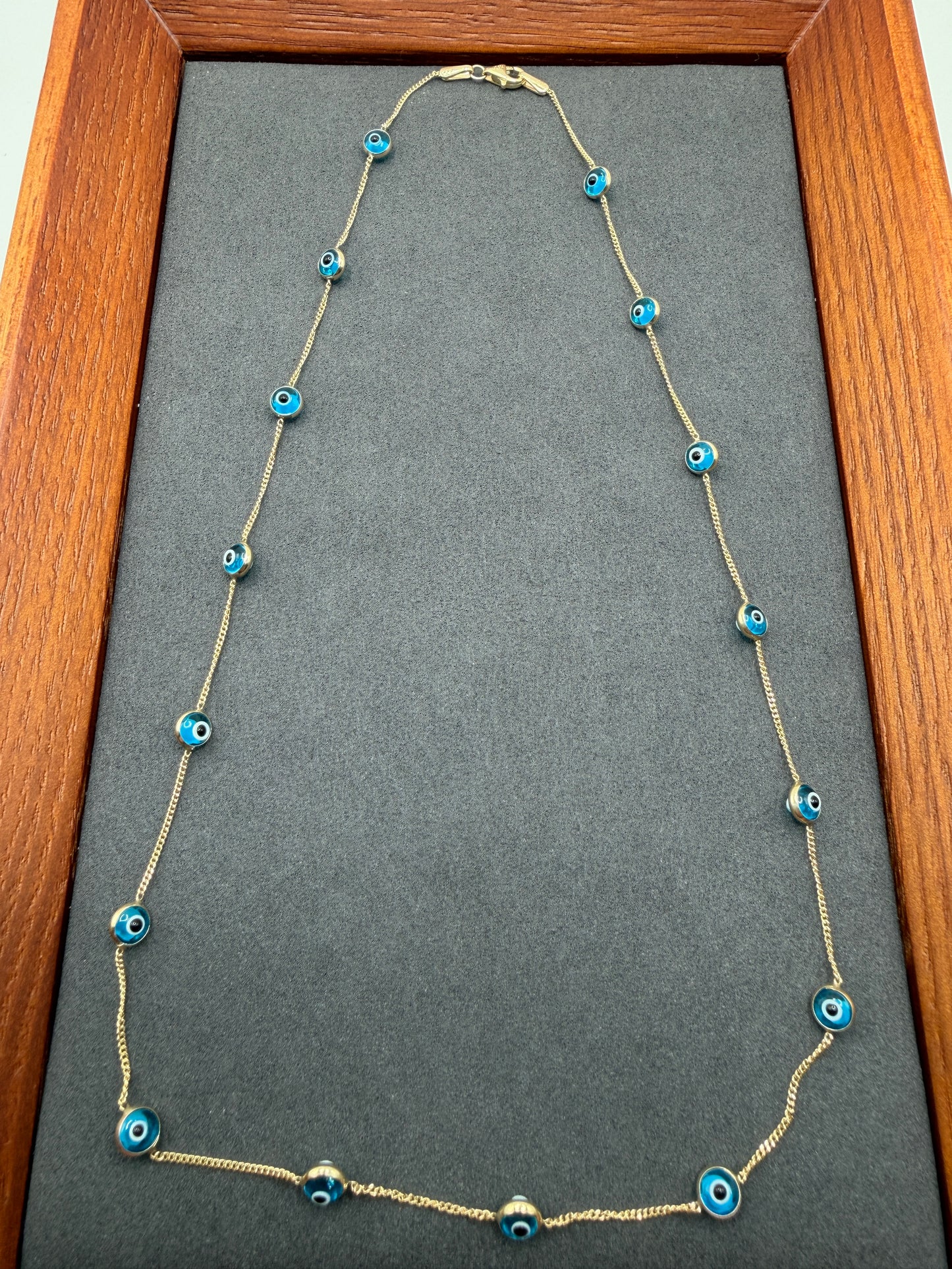 10K Gold Turquoise Evil Eye Necklace