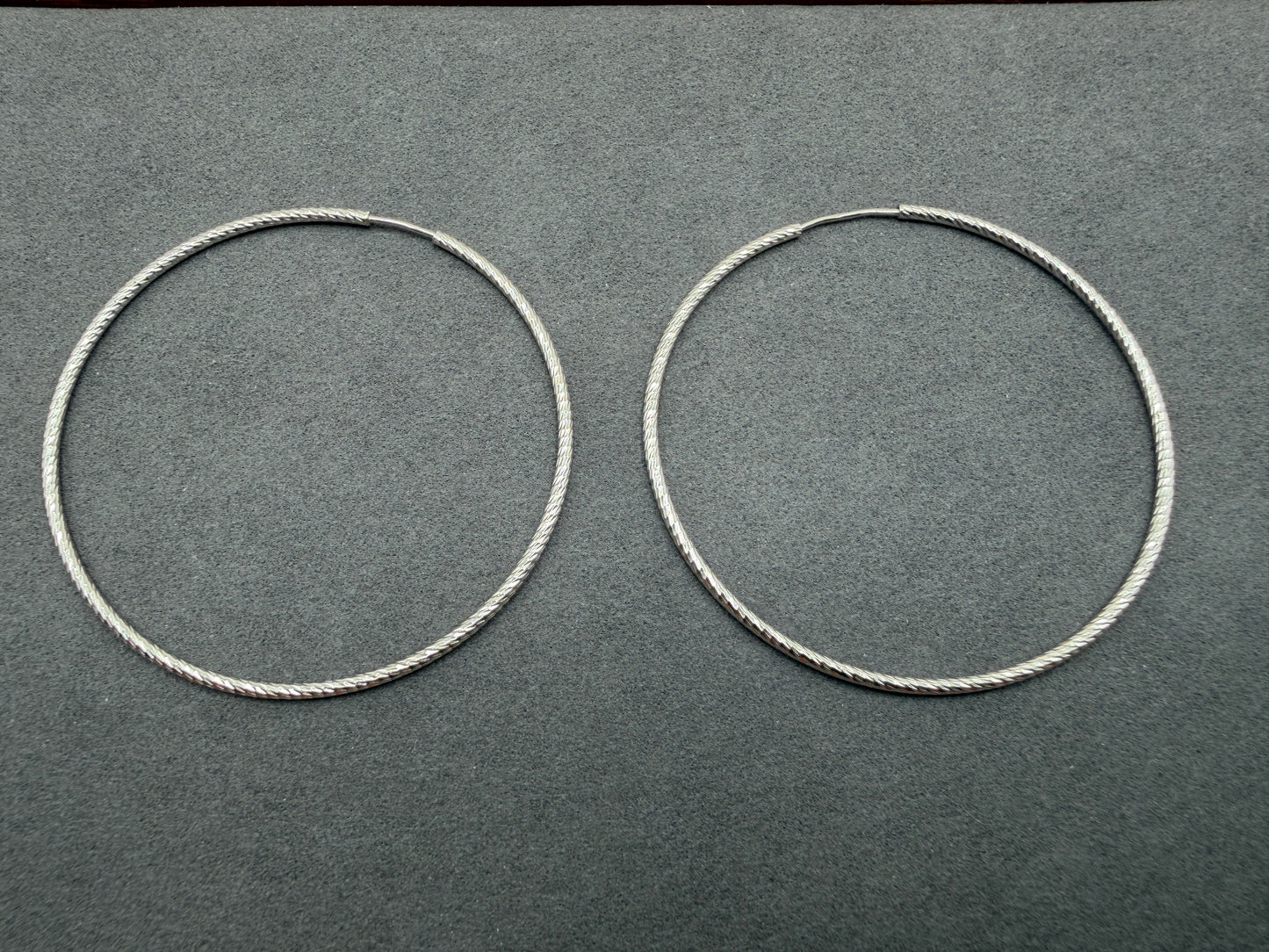 Rhodium Plated 925 Sterling Silver 50mm Braided Hoop Earring