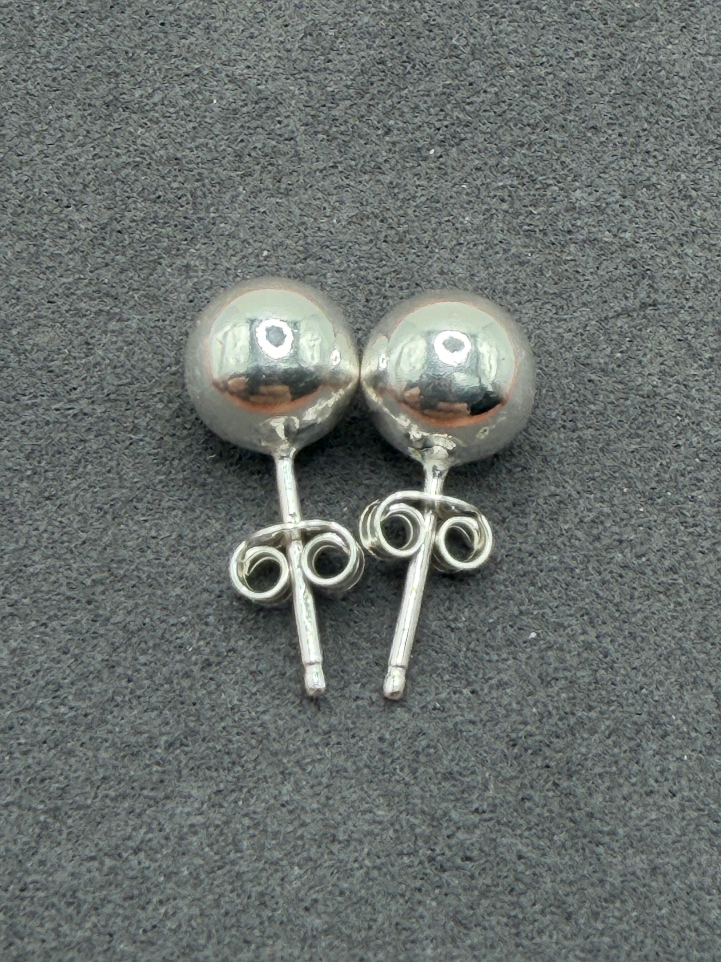 High Polished 925 Sterling Silver Bead 8mm Stud Earrings