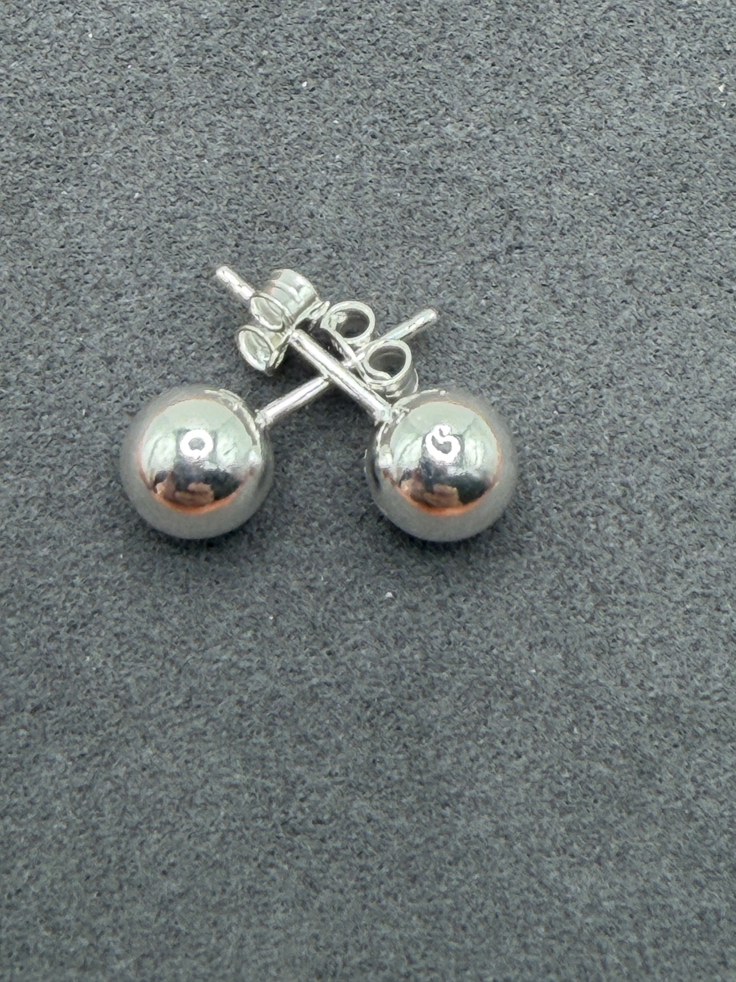 High Polished 925 Sterling Silver Bead 8mm Stud Earrings