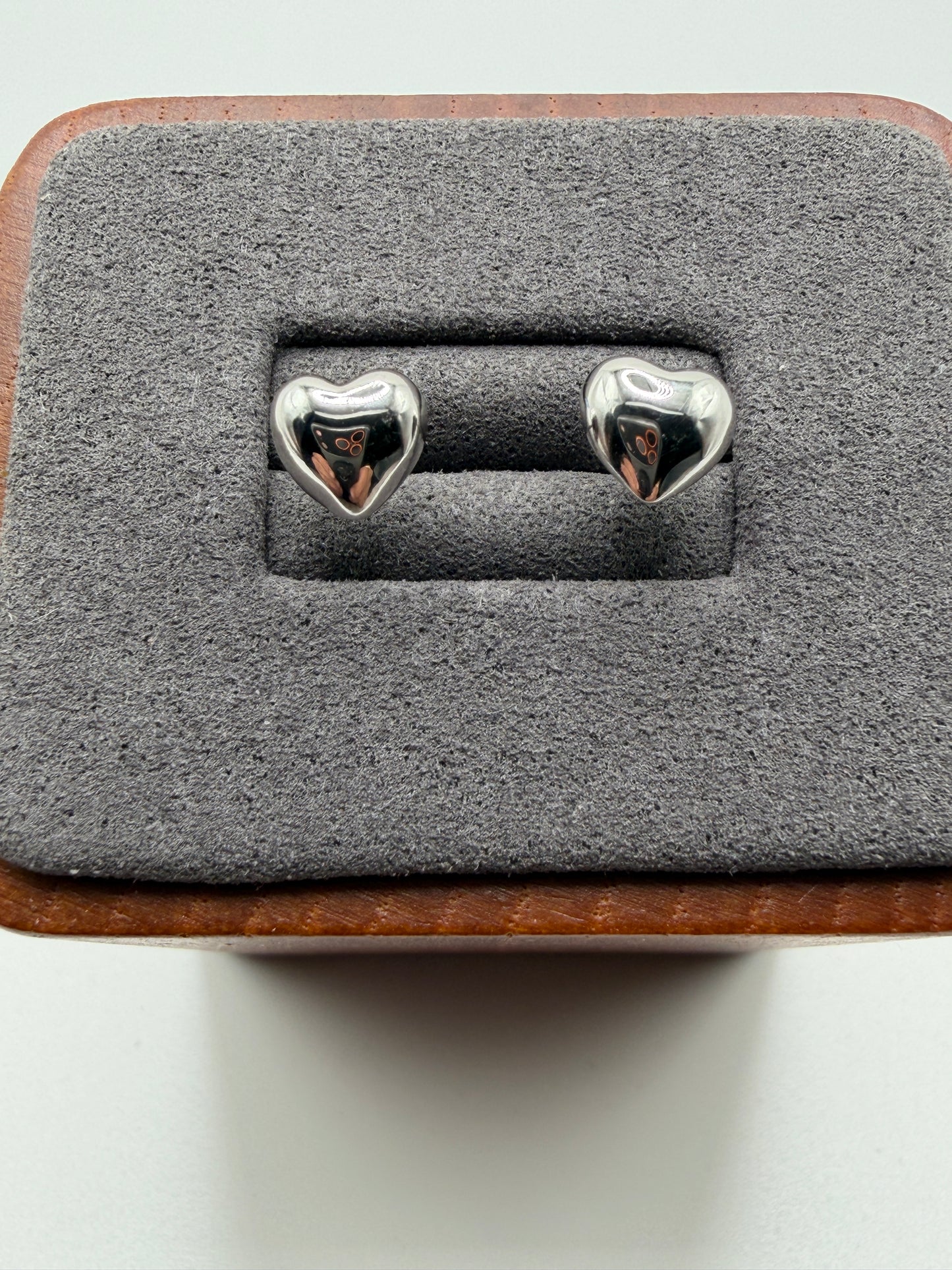 925 Silver Rhodium Plated Plain Heart Stud Earring