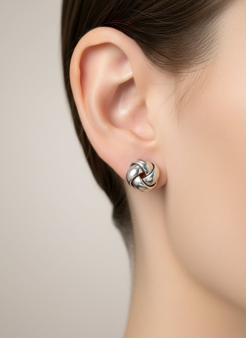 925 Sterling Silver Love Knot Stud Earrings
