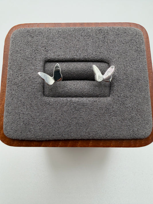 925 Silver Rhodium Plated Plain Butterfly Stud Earring