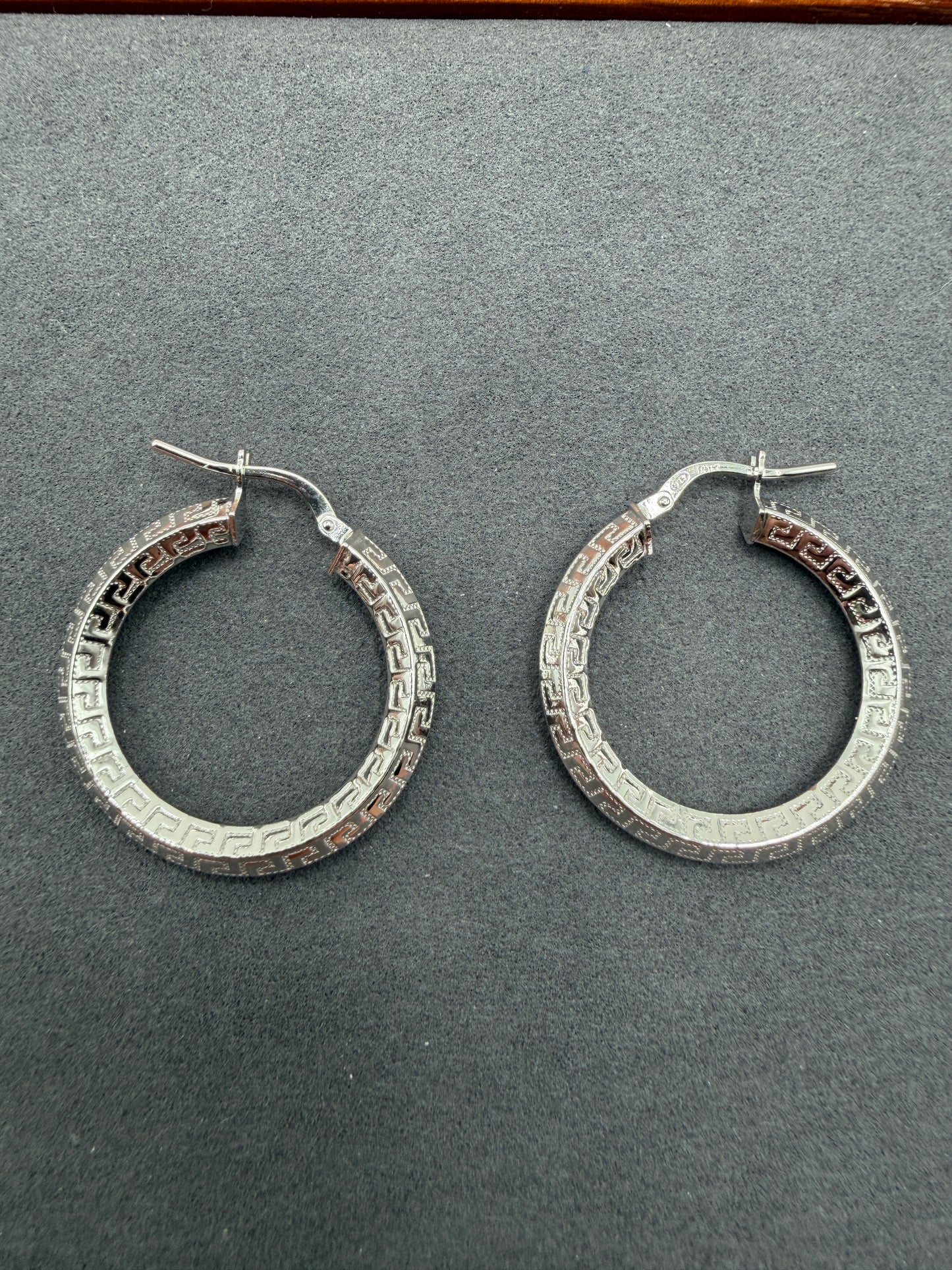 925 Sterling Silver Greek Key Latch Earring