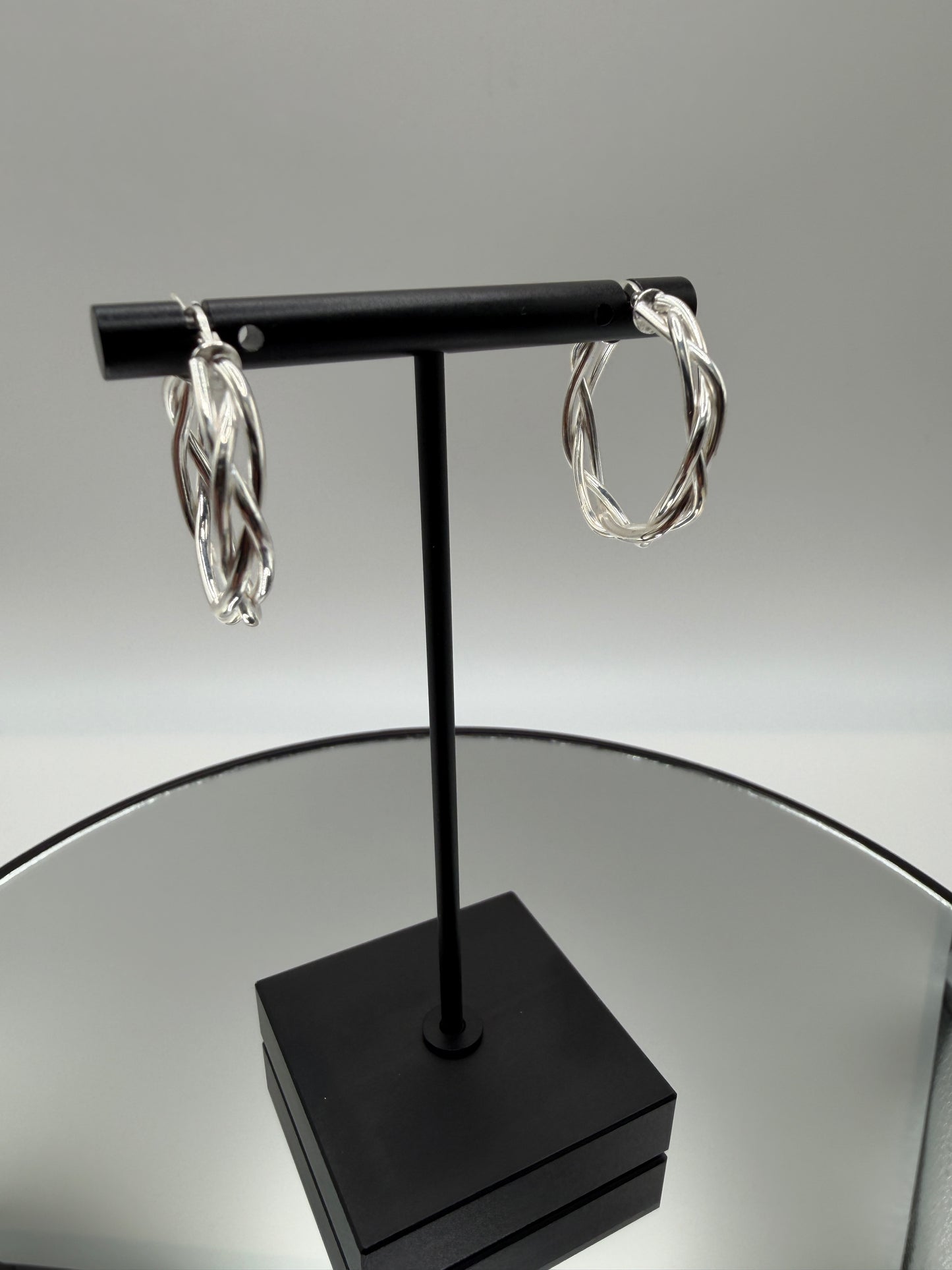 925 Sterling Silver High Polished Weave Hoop Earrings