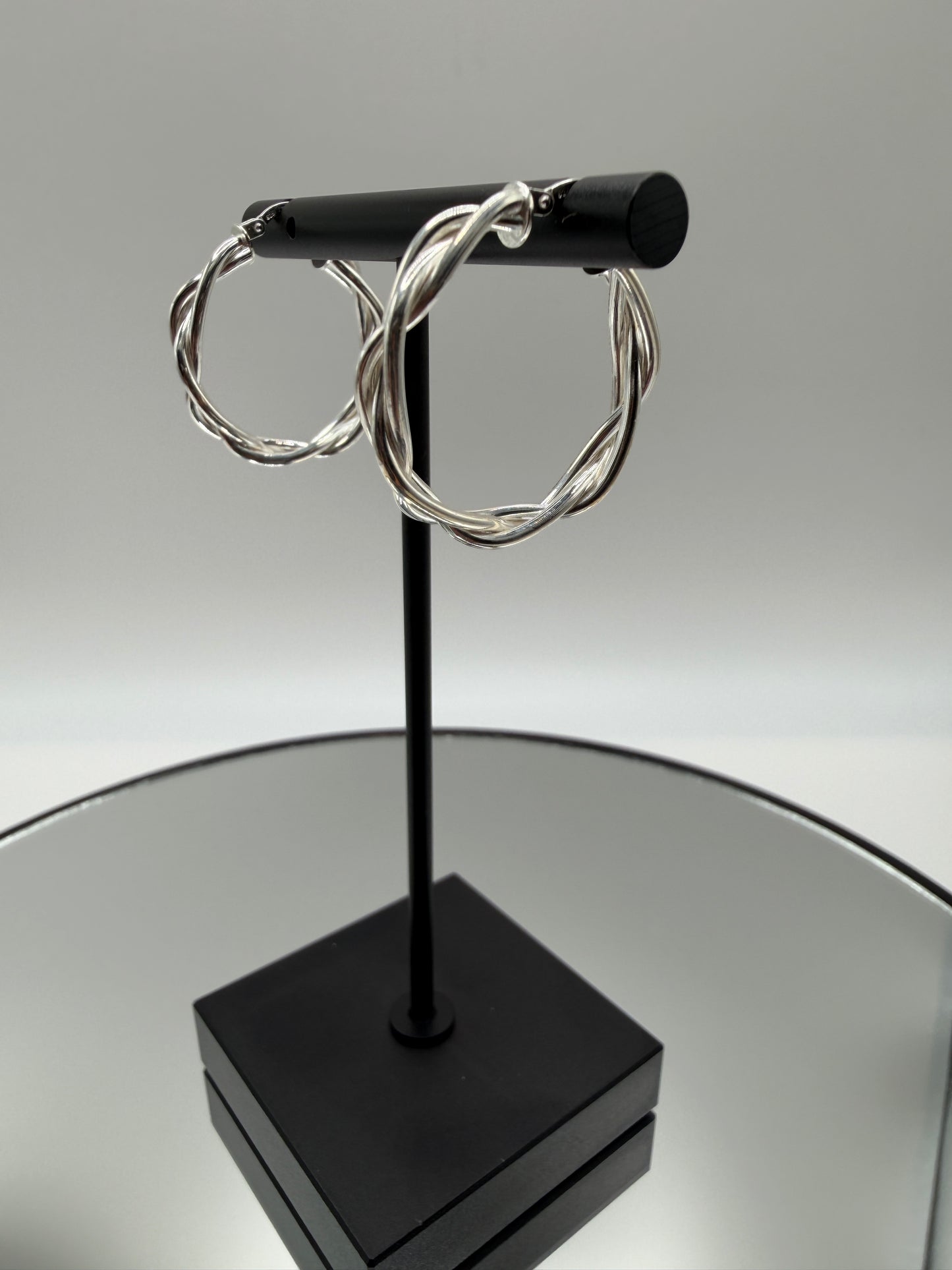 925 Sterling Silver High Polished Weave Hoop Earrings