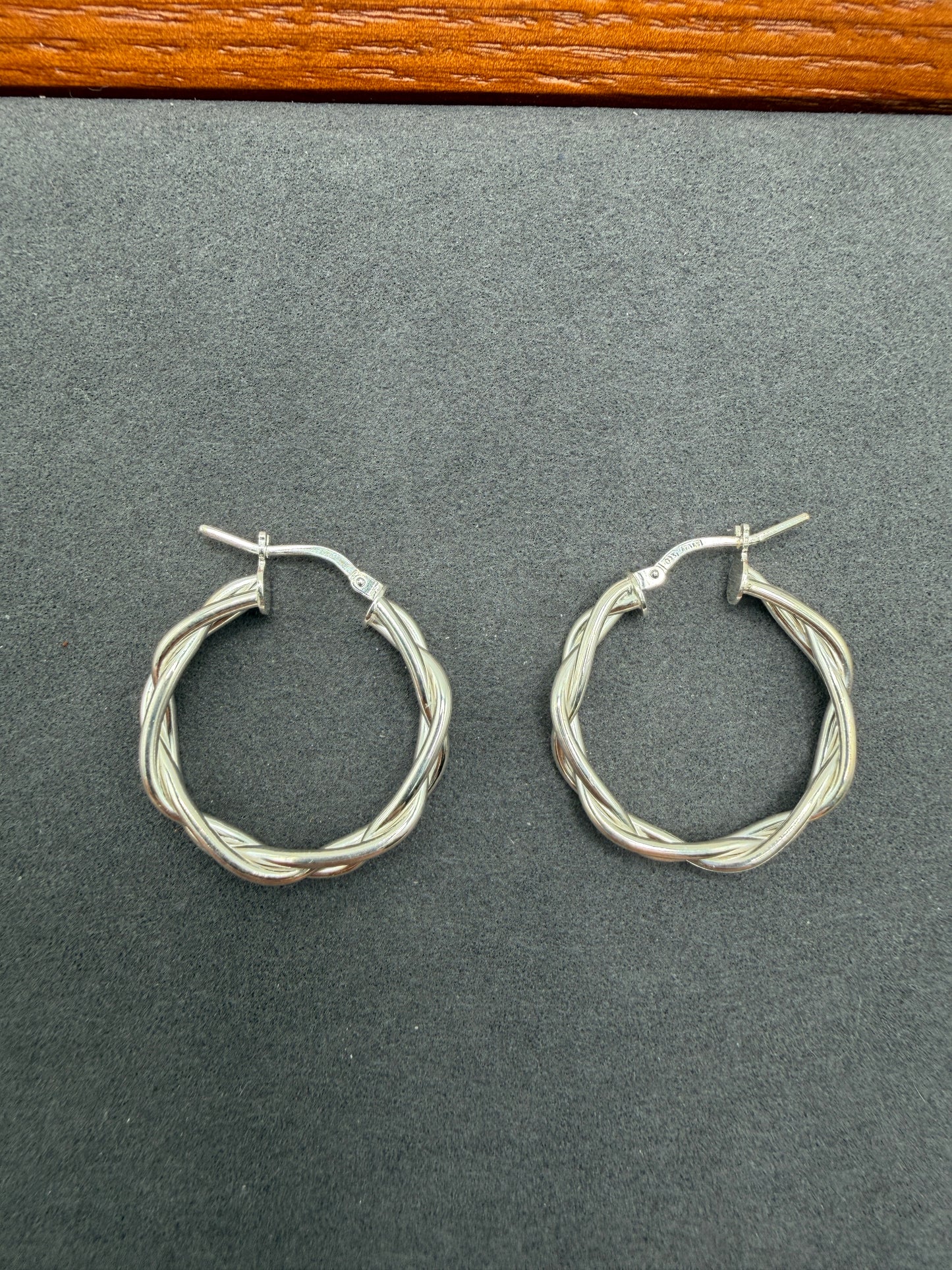 925 Sterling Silver High Polished Weave Hoop Earrings