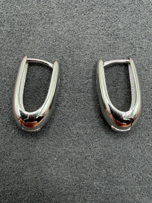 925 Silver Rhodium Plated Teardrop Latch Lock Earring