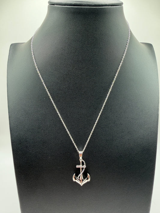 925 Silver Anchor Rope Necklace