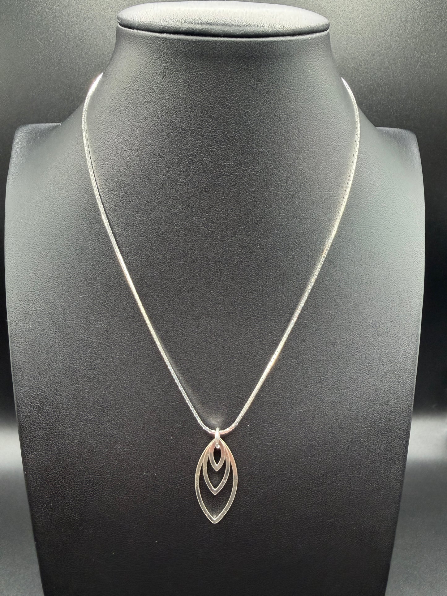 925 Silver Ascending Almond Drop Necklace