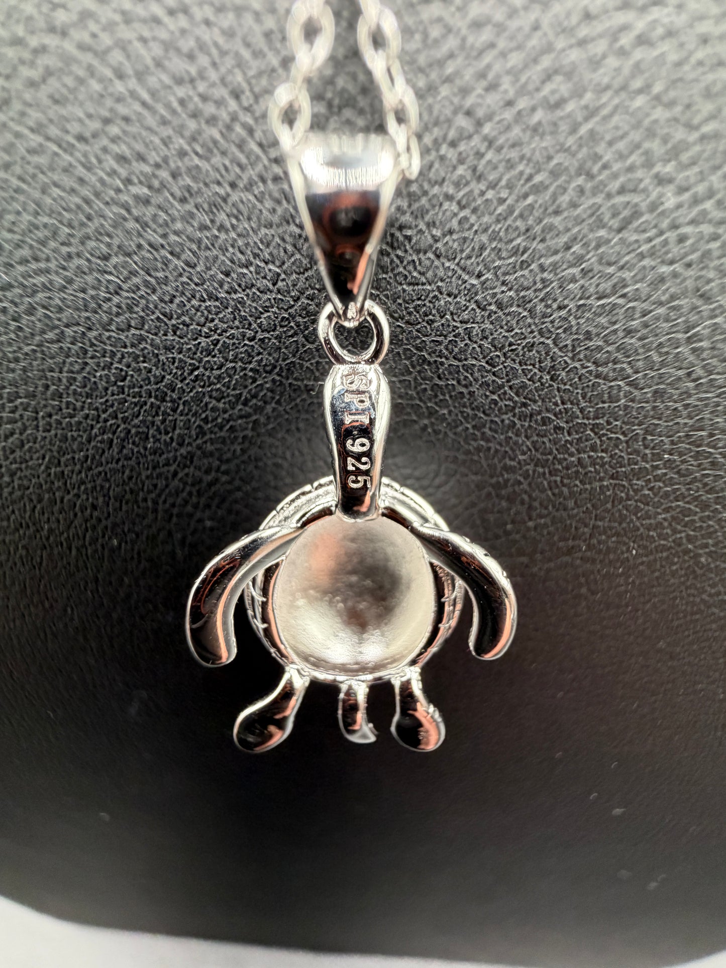 925 Silver Rhodium Plated Clear CZ Turtle Pendant Necklace