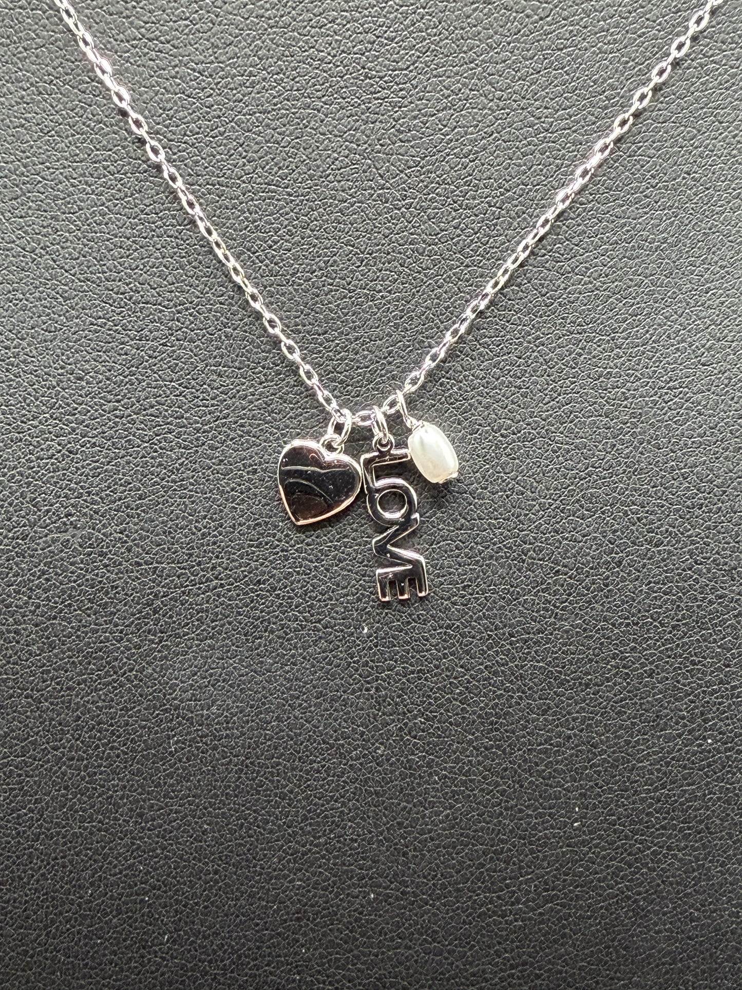 925 Silver Heart with Pearl Love Set