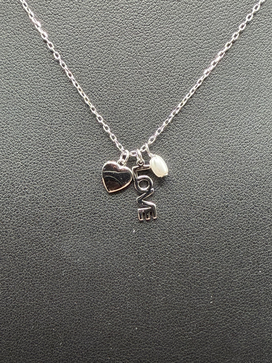 925 Silver Heart with Pearl Love Set