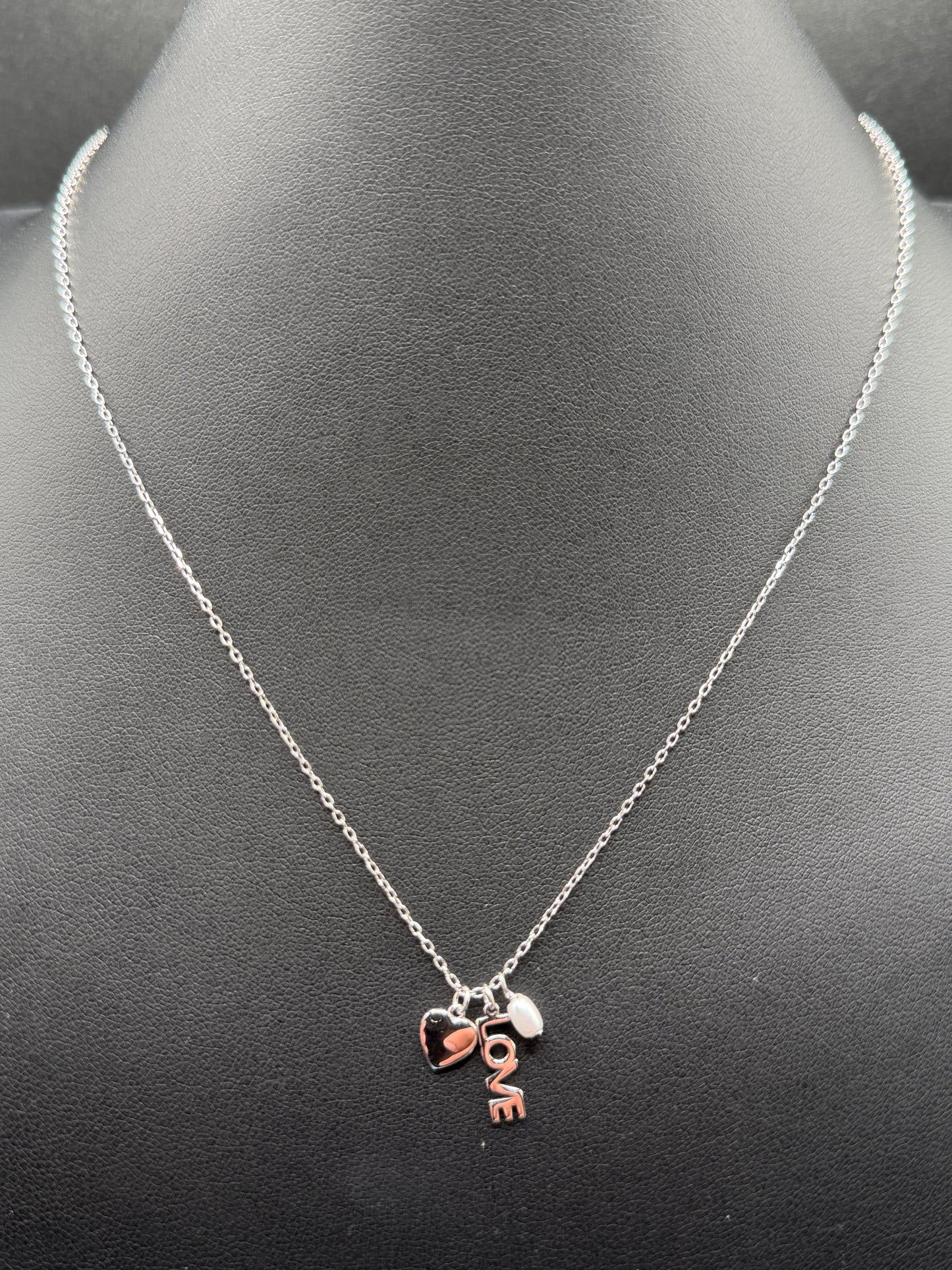 925 Silver Heart with Pearl Love Set