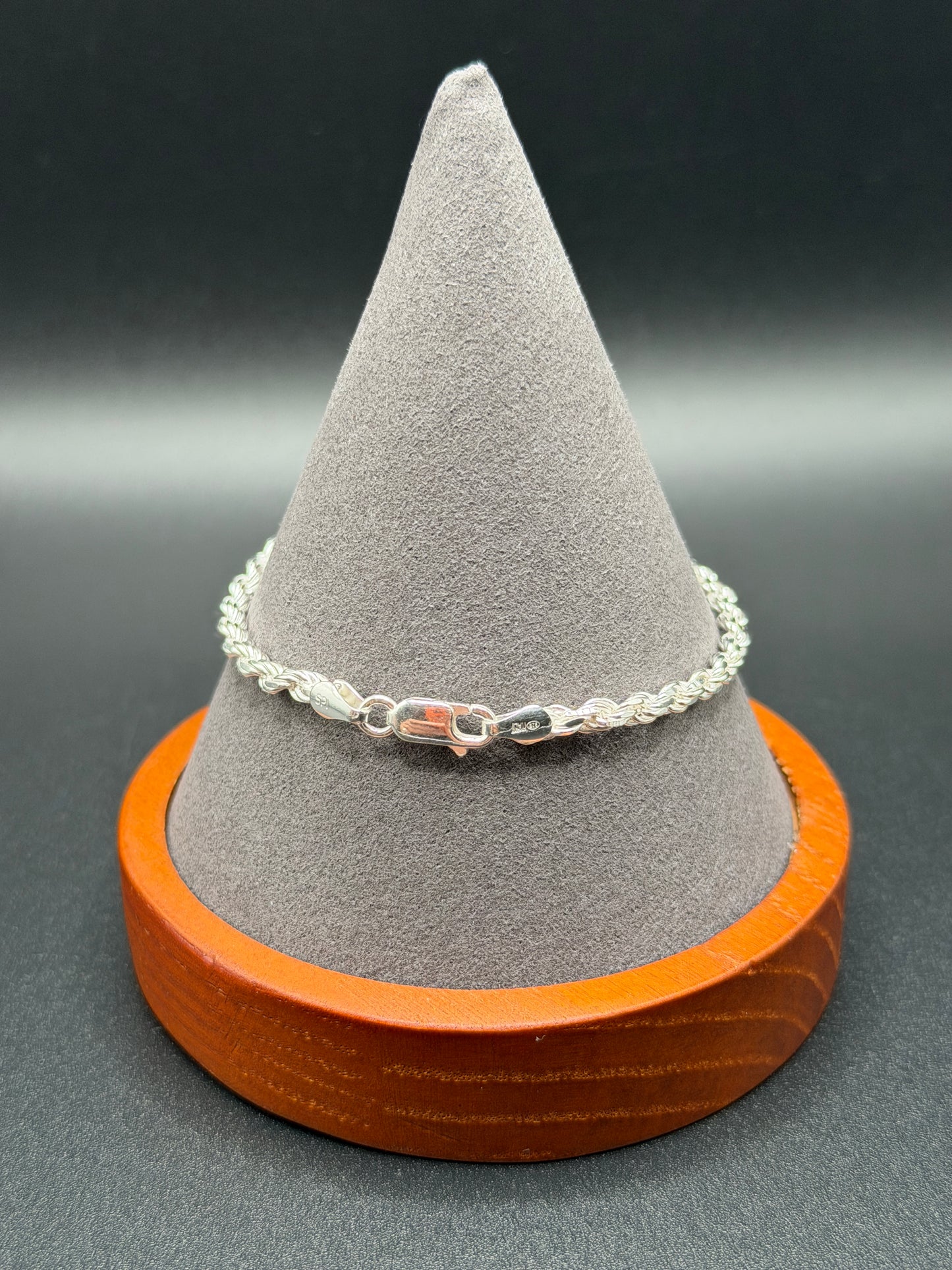 925 Silver Rope Bracelet 2.5mm 8"