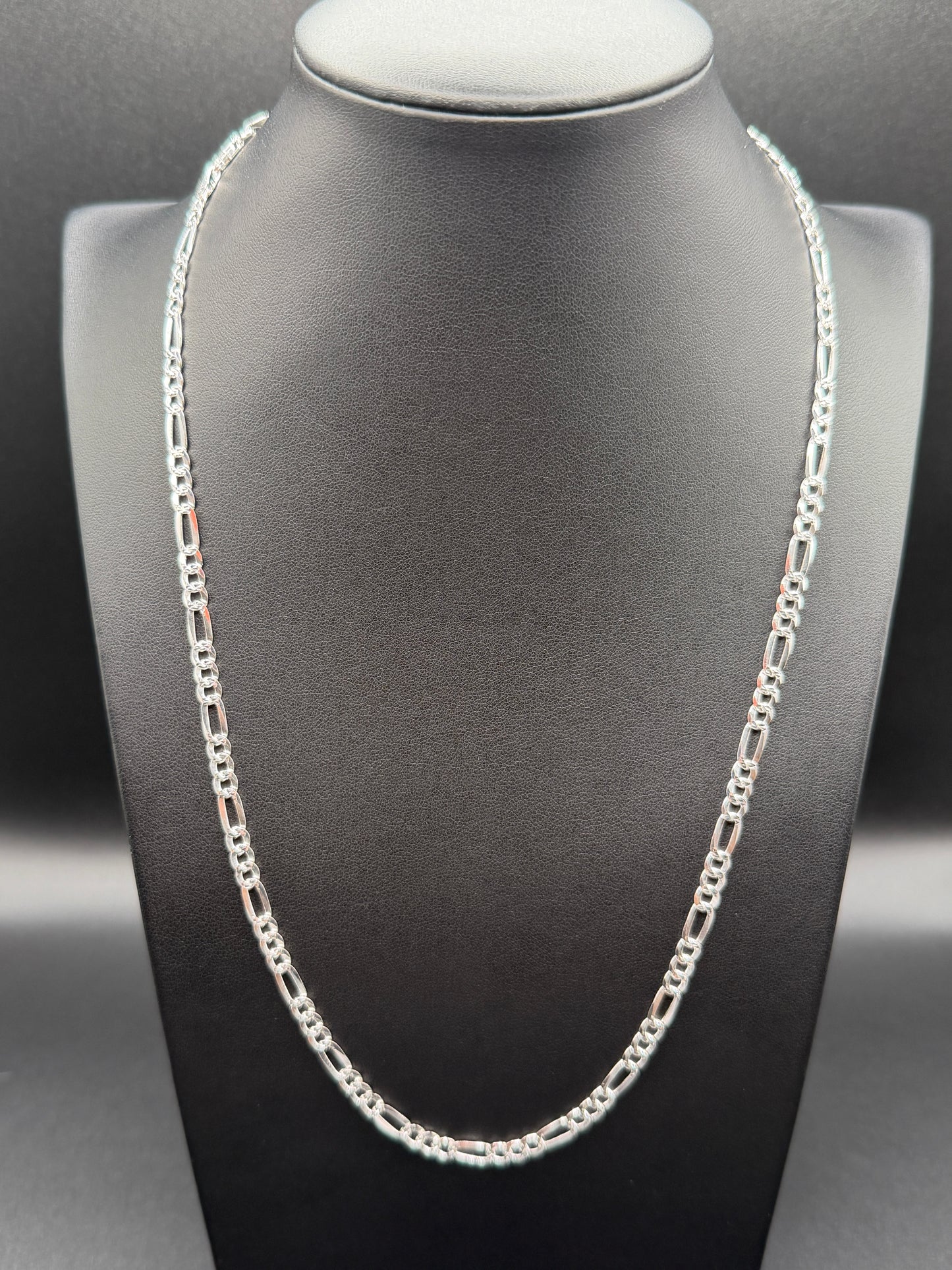 925 Silver 4.9mm Diamond Cut Figaro 24" Chain
