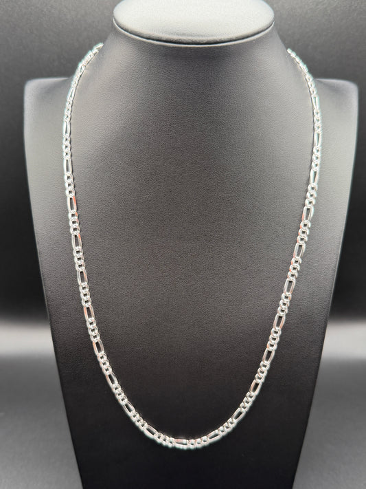 925 Silver 4.9mm Diamond Cut Figaro 22" Chain