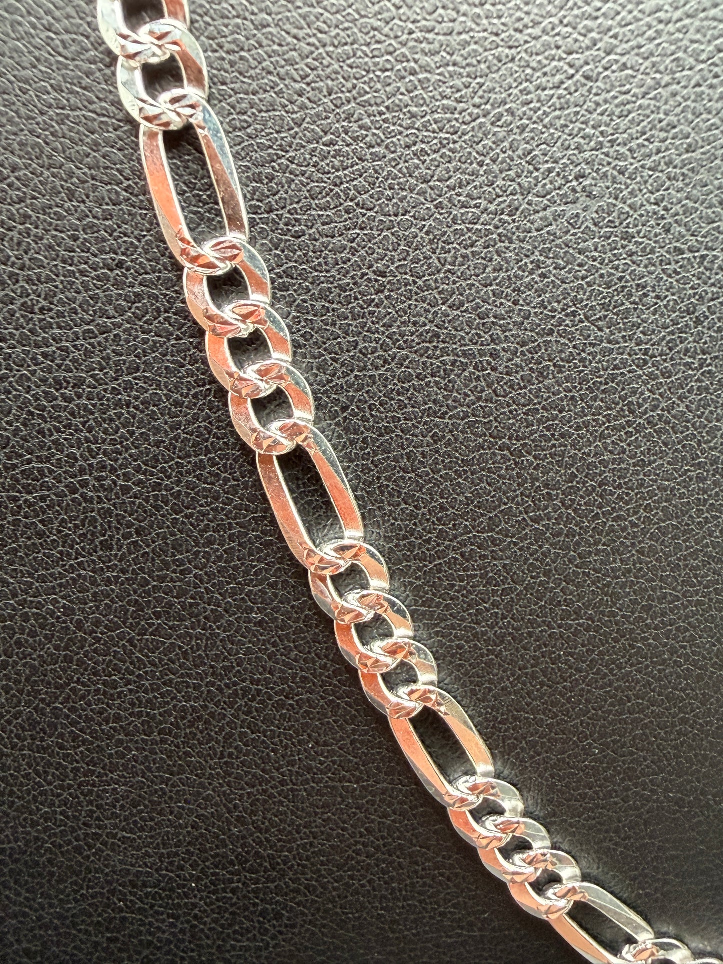 925 Silver 4.9mm Diamond Cut Figaro 24" Chain