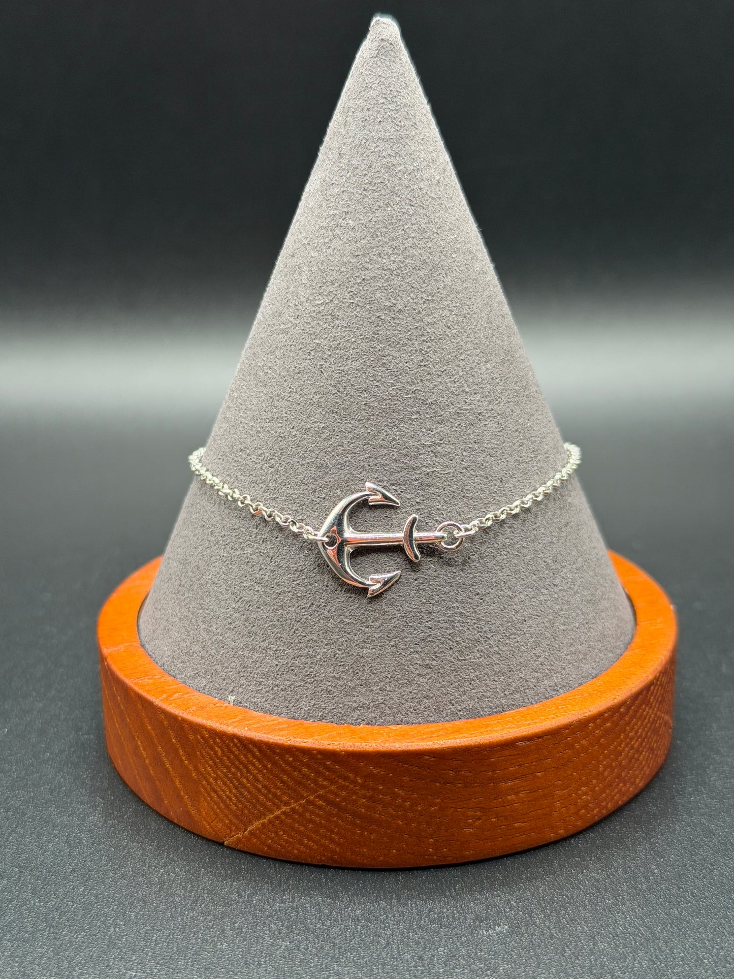 925 Silver Rhodium Plated Anchor Chain Bracelet