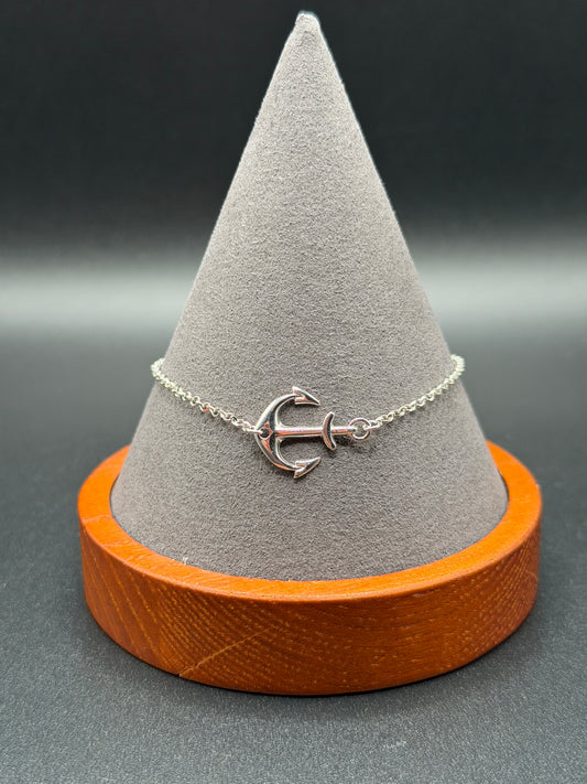 925 Silver Rhodium Plated Anchor Chain Bracelet