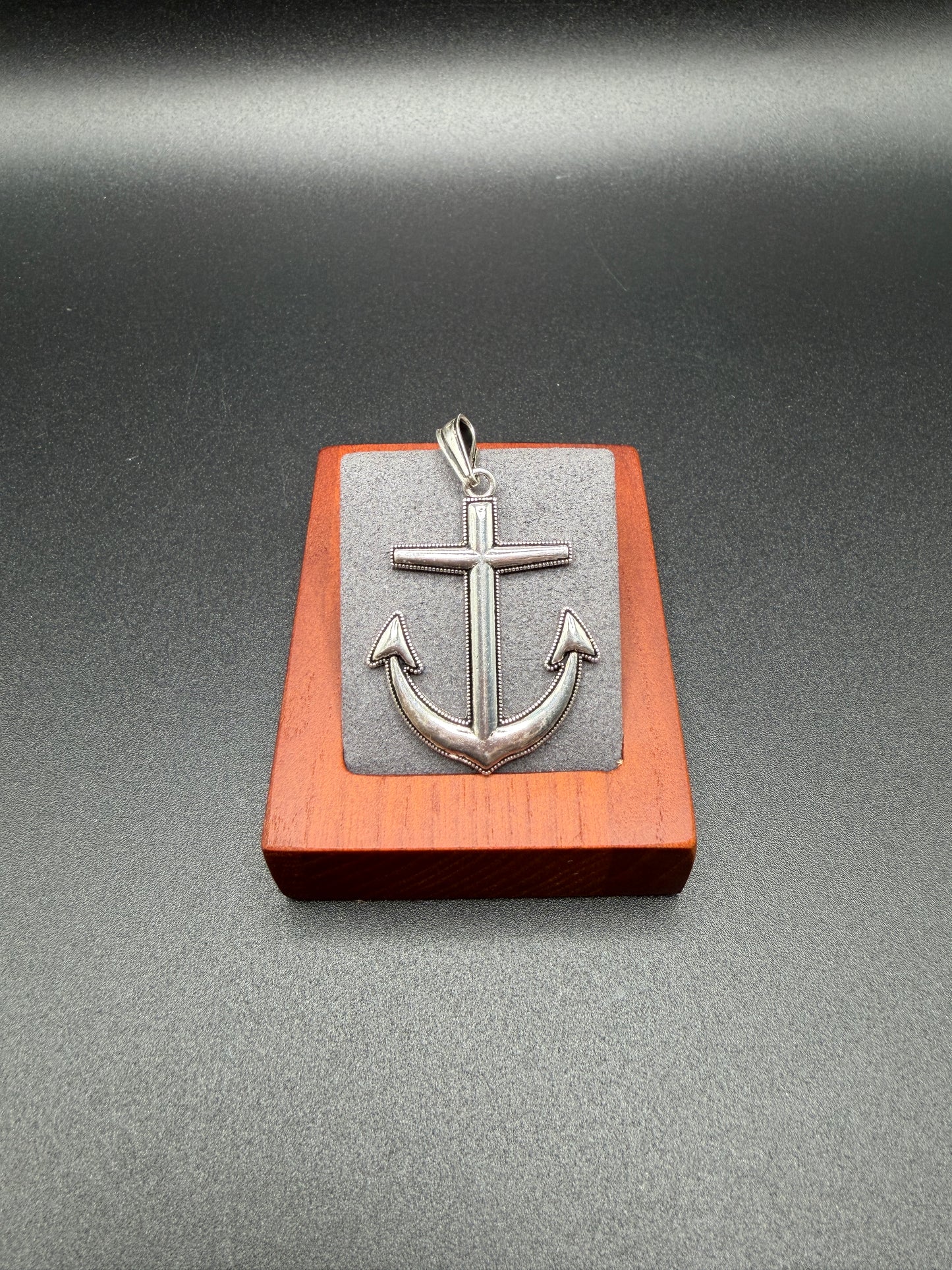 925 Silver Oxidized Anchor Pendant