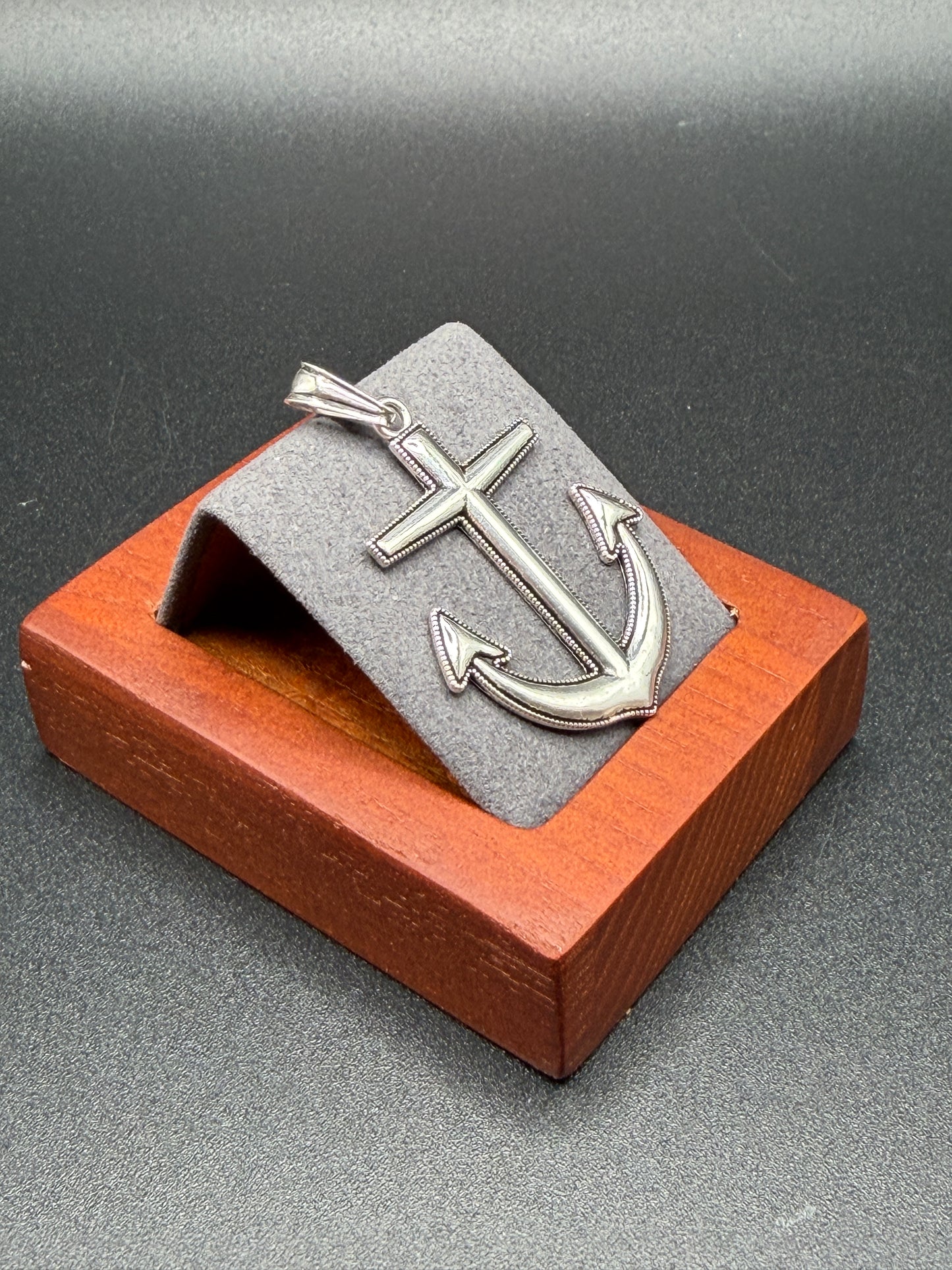 925 Silver Oxidized Anchor Pendant