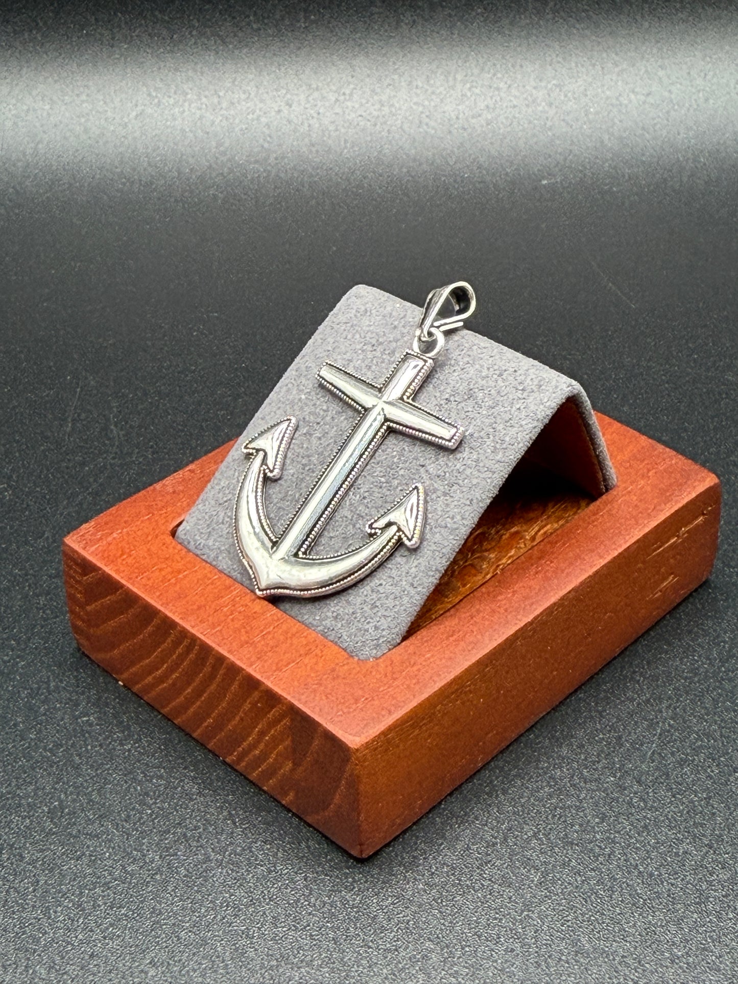 925 Silver Oxidized Anchor Pendant