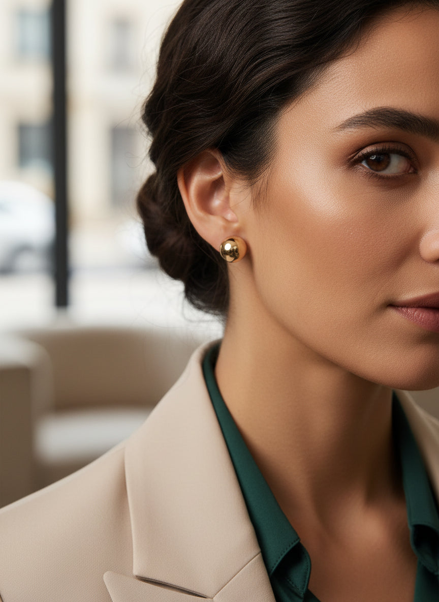 14K Gold 7mm High Polished Ball Stud Earrings
