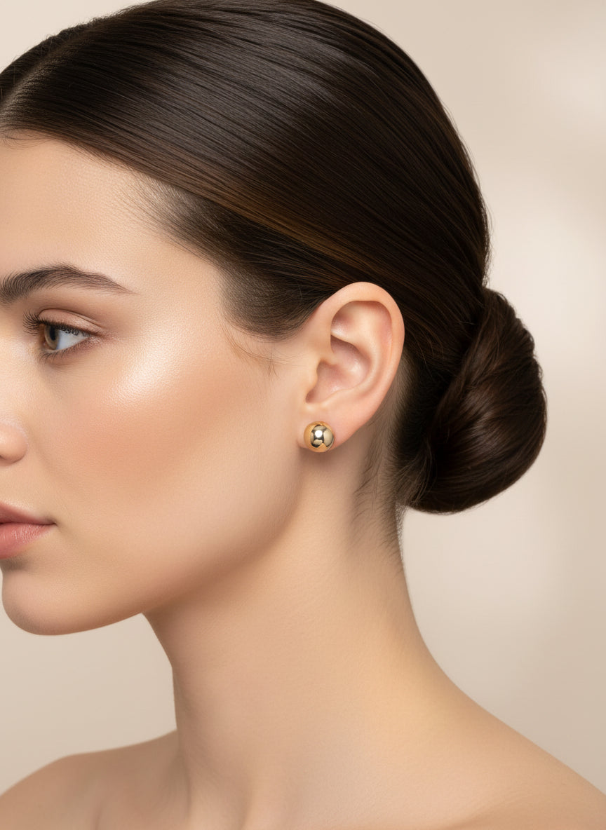 14K Gold 8mm High Polished Ball Stud Earrings