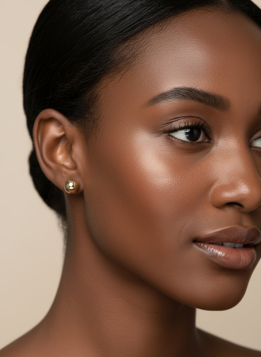 14K Gold 6mm High Polished Ball Stud Earrings