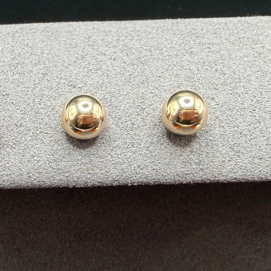 14K Gold 7mm High Polished Ball Stud Earrings