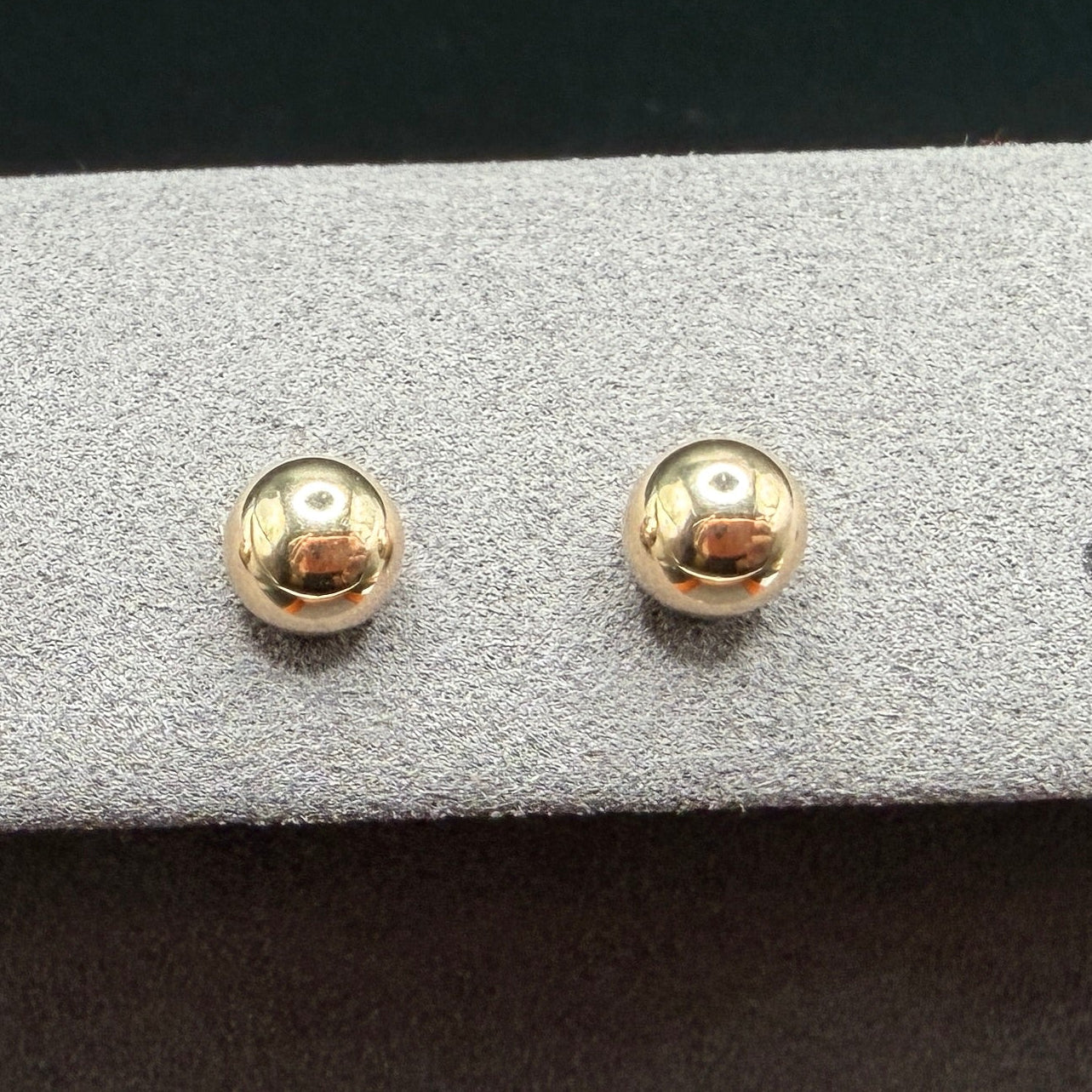 14K Gold 6mm High Polished Ball Stud Earrings