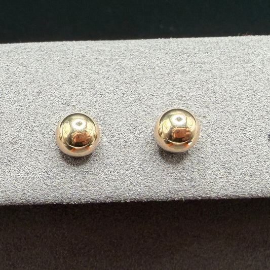 14K Gold 9mm High Polished Ball Stud Earrings