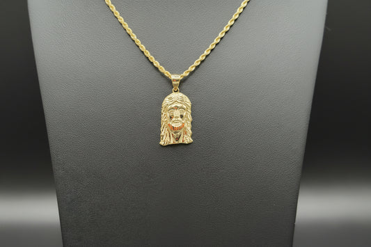 10K Jesus Face Small Pendant