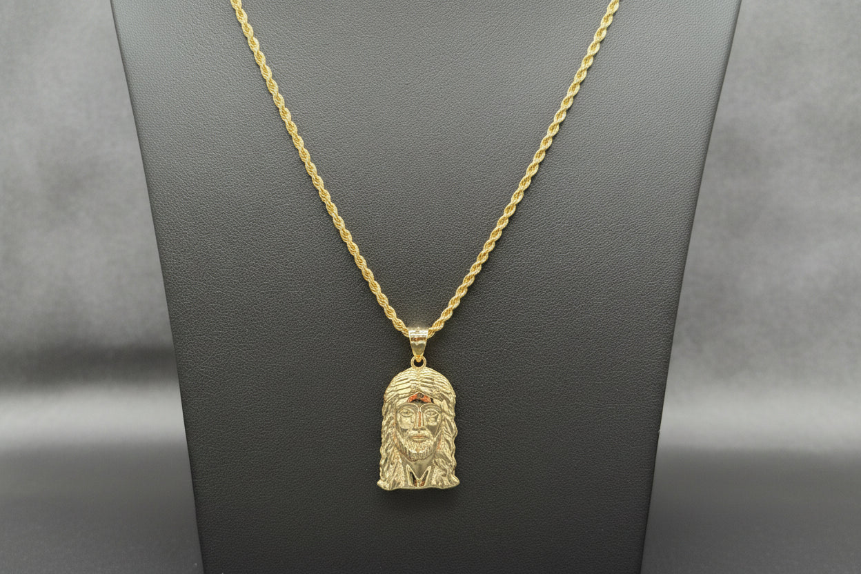 10K Jesus Face Medium Pendant